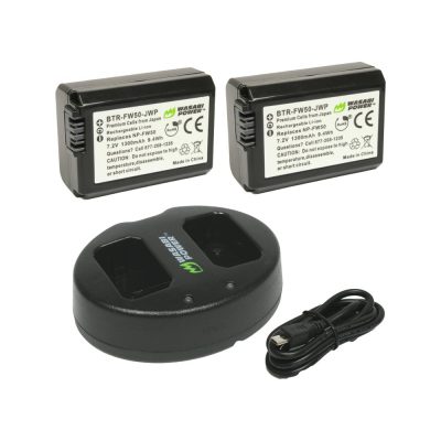 Bộ 2 pin 1 sạc đôi Wasabi FW50 (Sony Alpha, Nex, A7 series, Cyber-Shot)