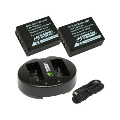 Bộ 2 pin 1 sạc đôi Wasabi NPW126 (Fujifilm X-A Series, X-M Series, X-E Series, X-T Series, X-pro1, X-pro2, FinePix, X100 Series)