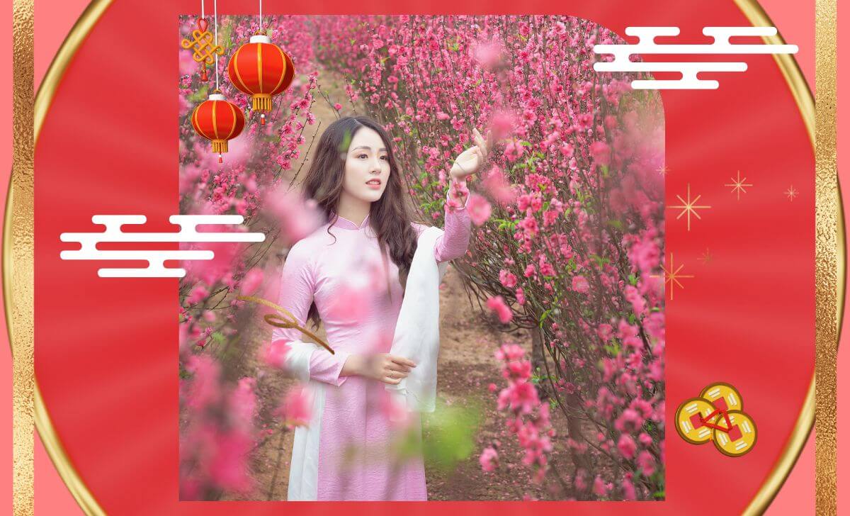 Chụp ảnh bên hoa Tết Chụp ảnh bên hoa Tết