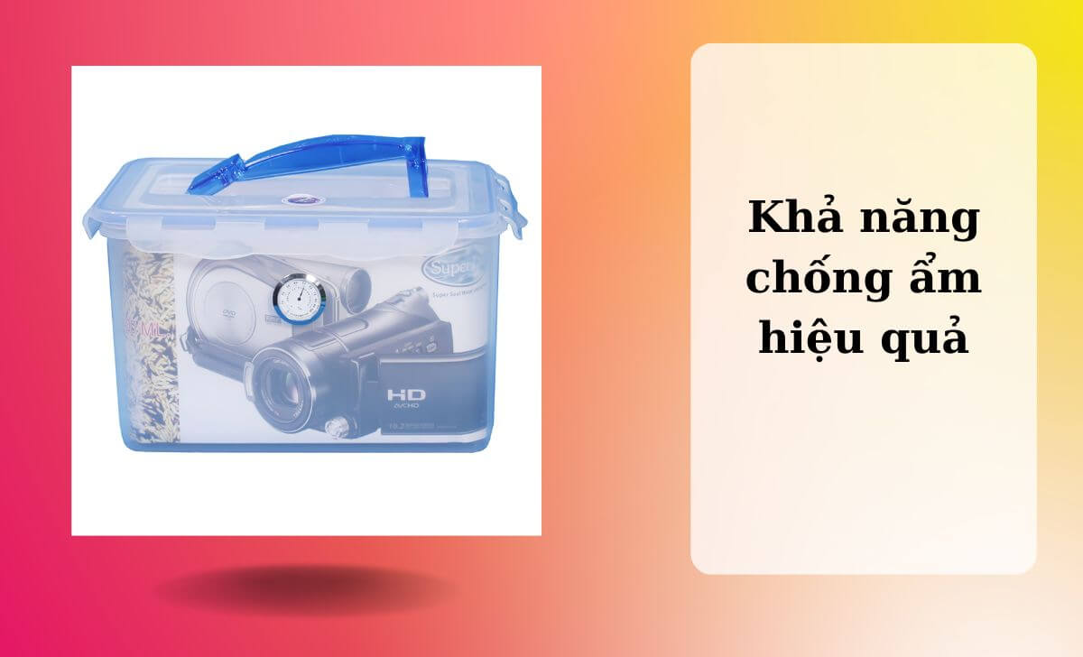 Hộp sử dụng công nghệ hút ẩm tiên tiến với gói hút ẩm desiccant