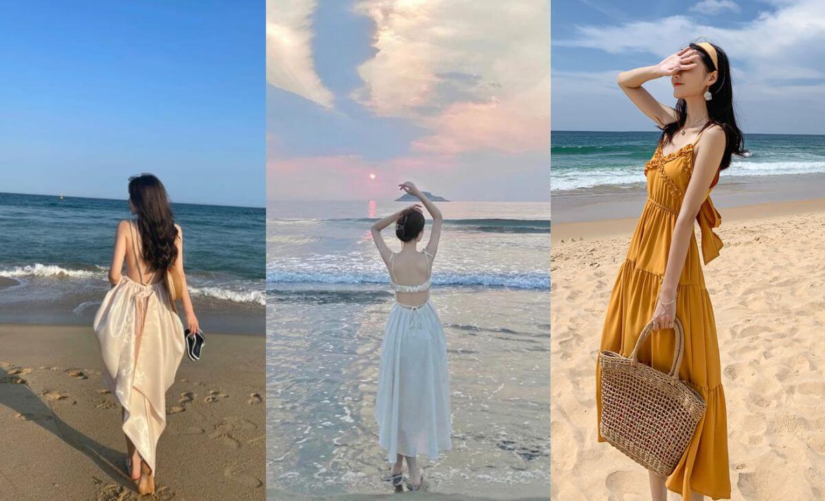 Chụp ảnh từ phía sau khi mặc váy maxi Chụp ảnh từ phía sau khi mặc váy maxi