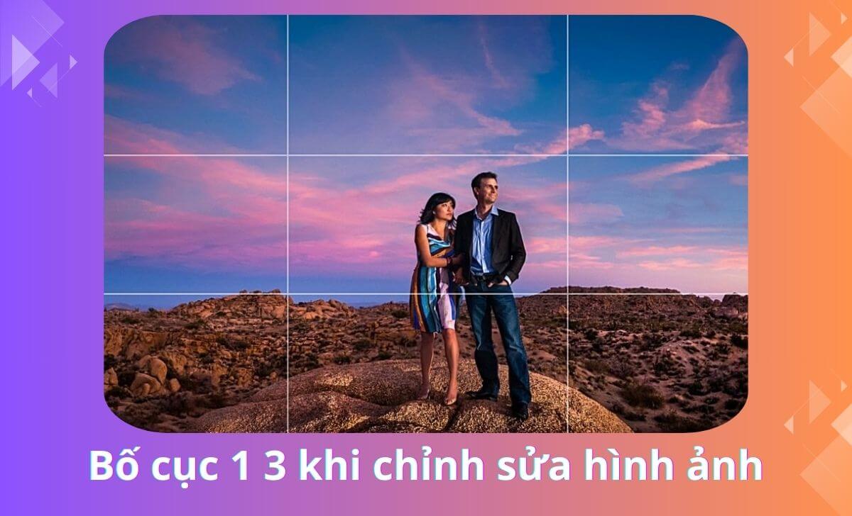 Khi cắt ảnh, hãy xem xét việc đặt các yếu tố quan trọng vào các đường chia một phần ba Khi cắt ảnh, hãy xem xét việc đặt các yếu tố quan trọng vào các đường chia một phần ba