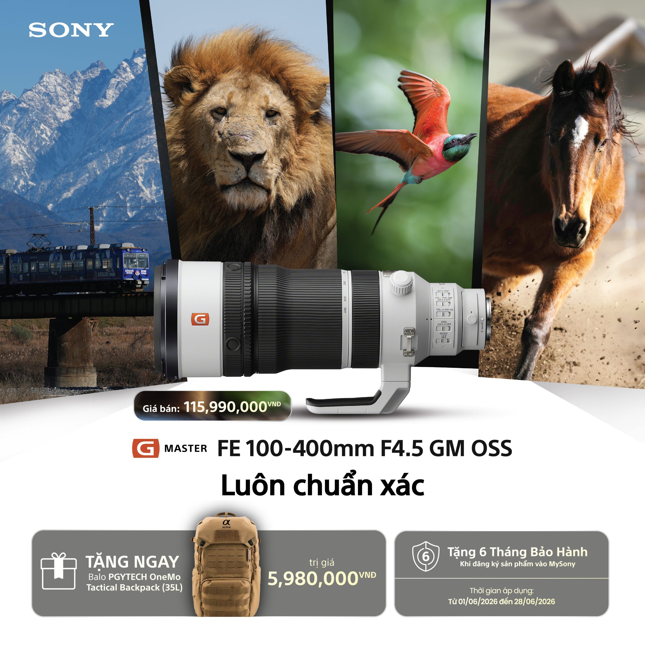 Ống kính Sony FE 100-400mm f/4.5 GM OSS ( SO100400F45 Mới)